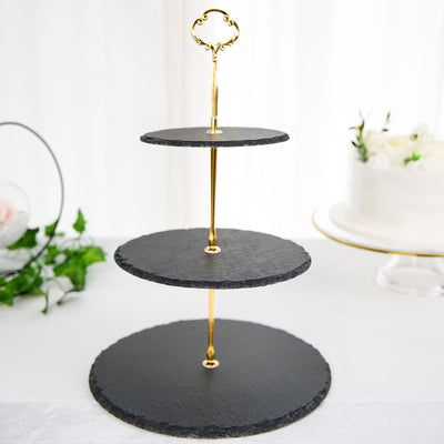 3 tier cupcake stand, cupcake stand, tiered dessert tray, cupcake display stand, slate platters#color_parent