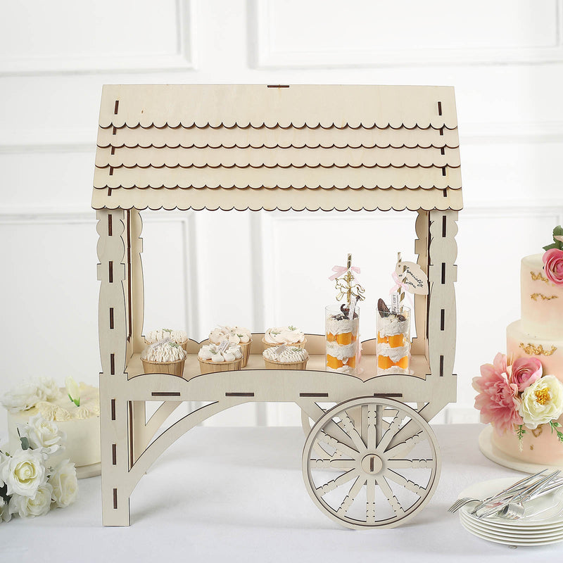 Mini Natural Wooden Tabletop Dessert Display Sweet Stall, Candy Cart Stand 25