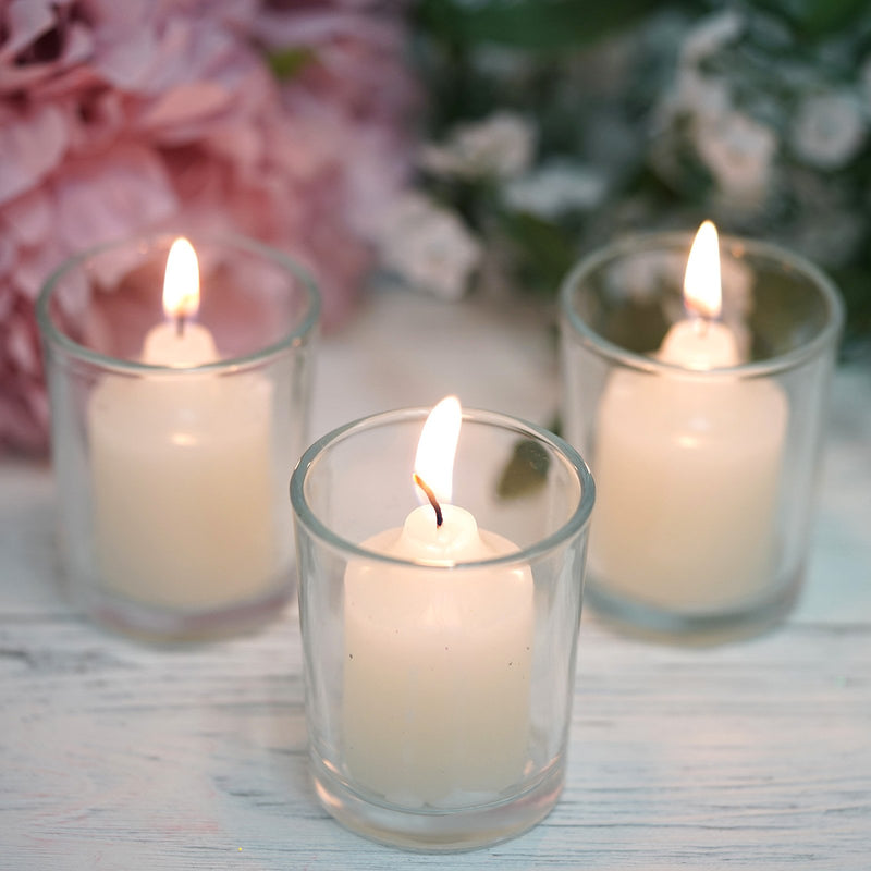 12 Pack | Votive Candle & Clear Glass Votive Holder Candle Set