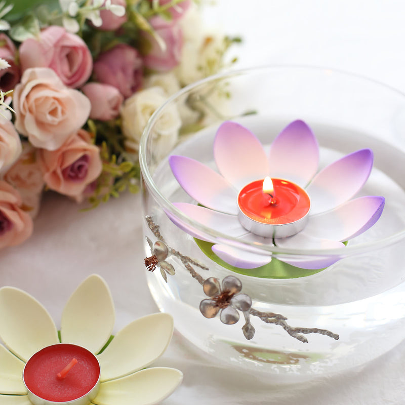 10 Pack Colorful Water Lily Lotus Flower Floating Candle Lights, Assorted Tealight Candle Lanterns 5