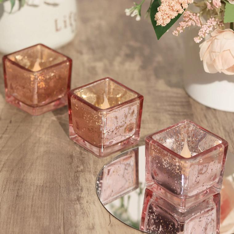 12 Pack Mercury Glass Candle Holders, Votive Glittered Tealight Holders 2