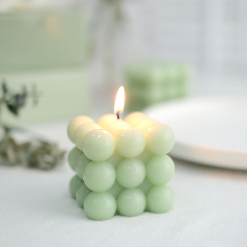 2 Pack Bubble Cube Decorative Paraffin Wax Candle Set, Unscented Long Burning Pillar Candle Gift 2