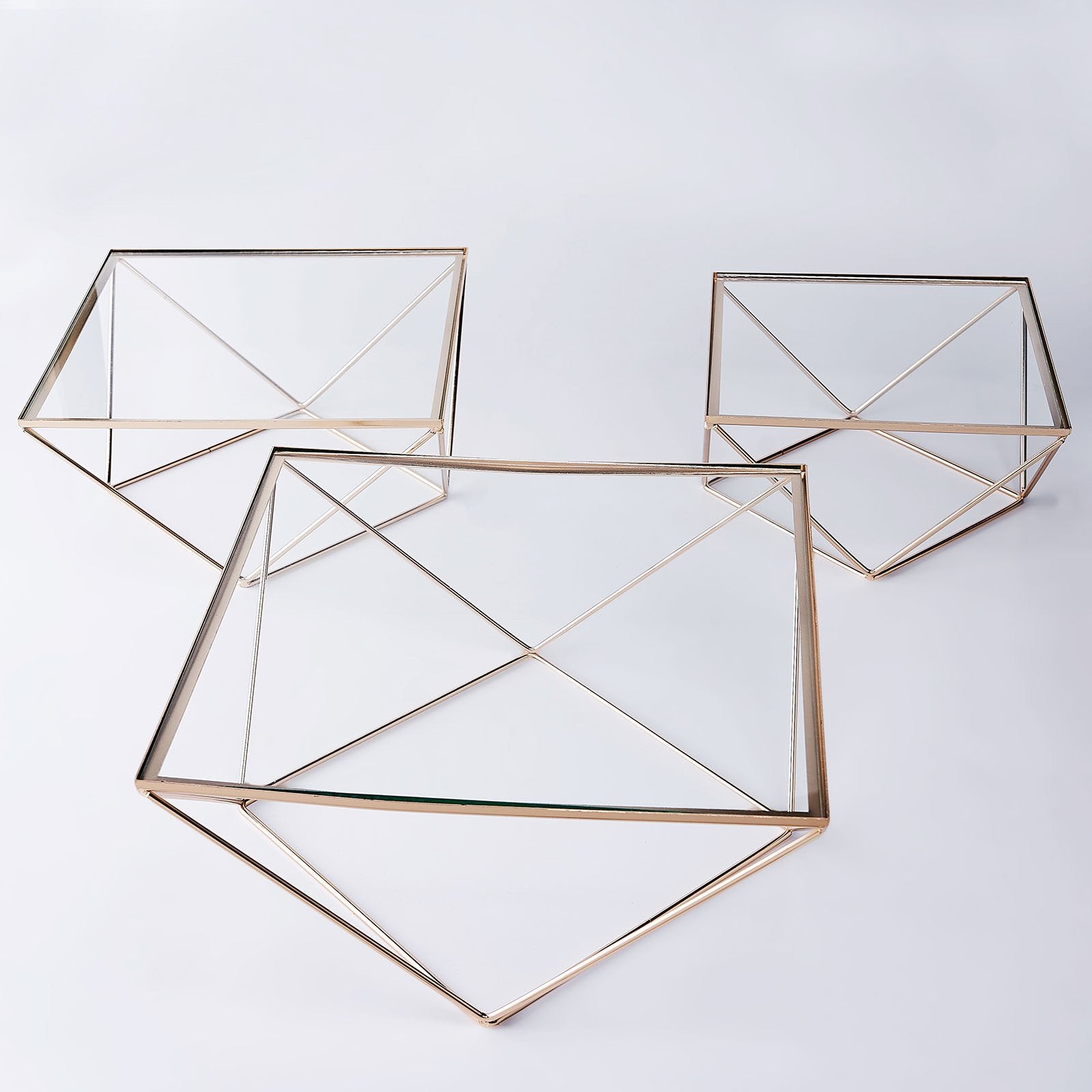 Gold Metal Geometric Stackable Pedestal Risers, Display Stands with ...