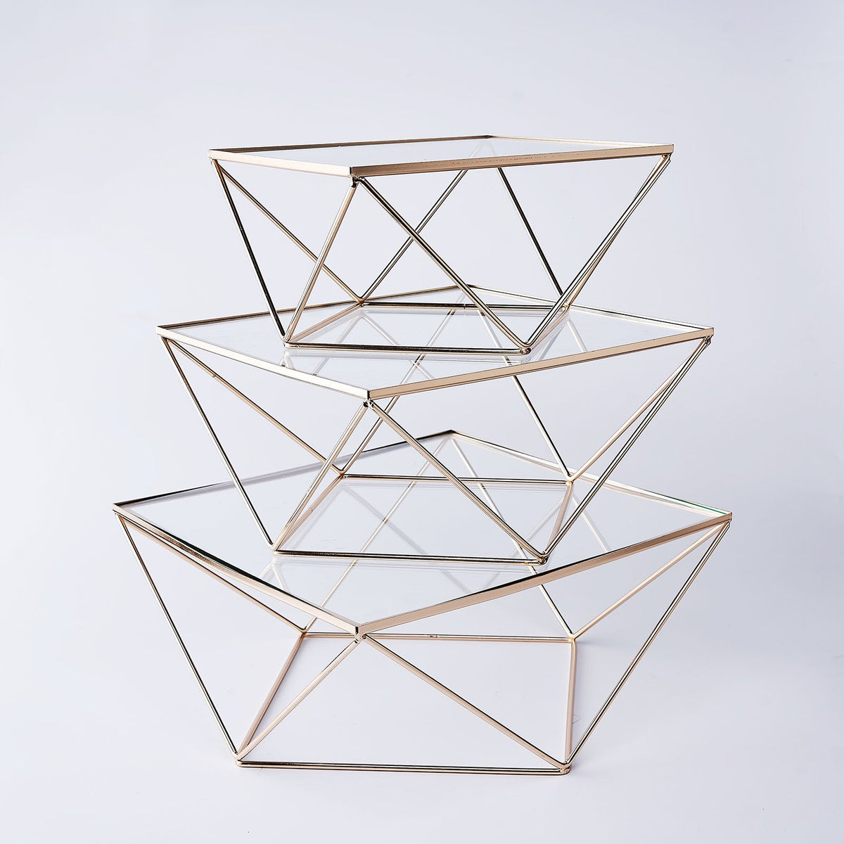 Gold Metal Geometric Stackable Pedestal Risers, Display Stands with ...
