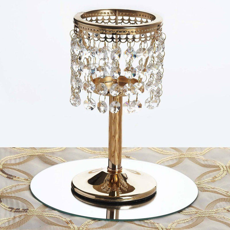 Crystal Beaded Chandelier Votive Pillar Candle Holder, Metal Tealight Candle Stand 8