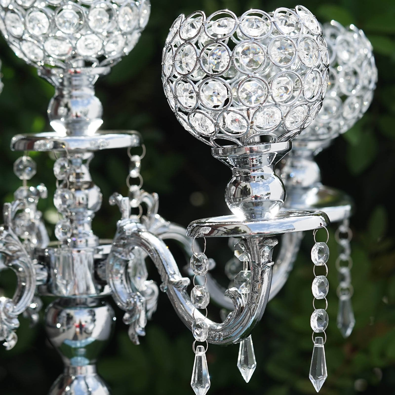Crystal Beaded Globe Metal Candelabra Candle Holder Set | eHomemart