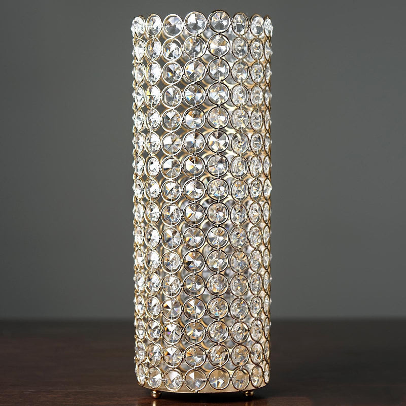 Metal Full Crystal Beaded Pillar Candle Holder Stand 16