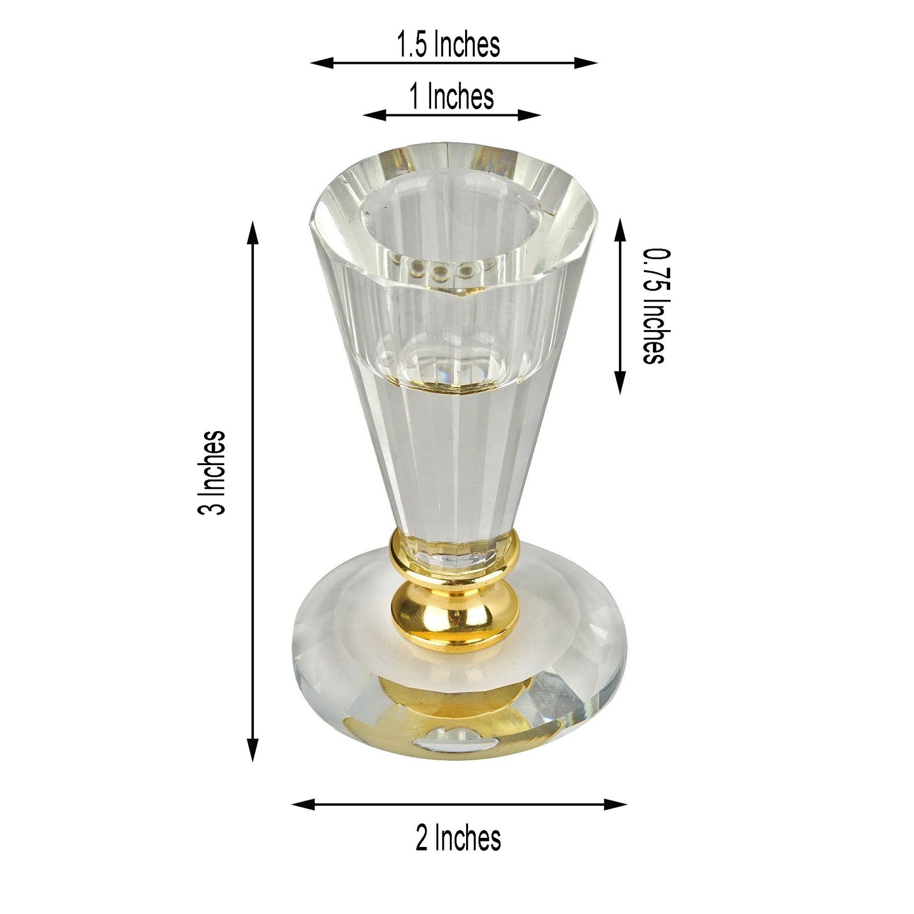 Gemcut Glass Crystal Votive Candlestick Holder With Gold Metal Stem ...