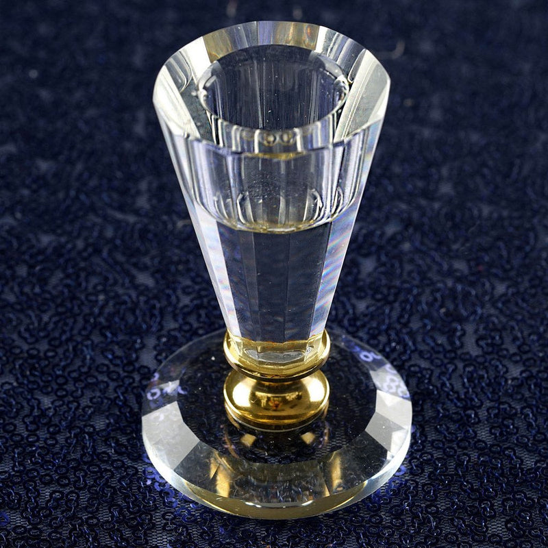 Gemcut Premium Crystal Glass Taper Candlestick Holder Stand With Gold Metal Stem 3