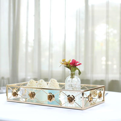 mirrored vanity tray, decorative serving trays, metal trays, rectangle serving trays, mirrored perfume tray#color_parent