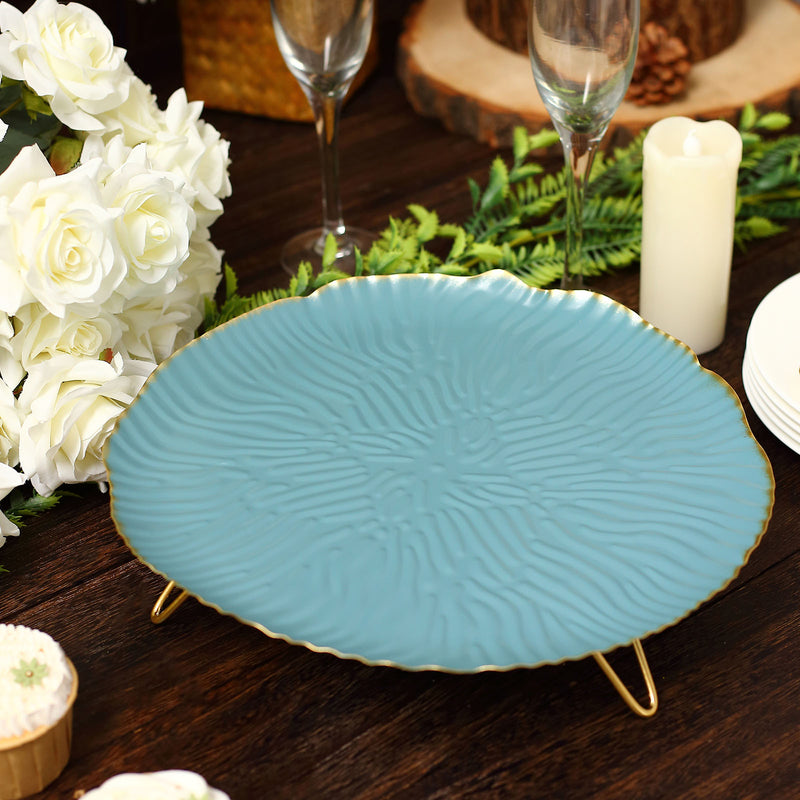 Wavy Hairpin Leg Metal Serving Tray Riser, Pedestal Dessert/Appetizer Display Stand Centerpiece 12