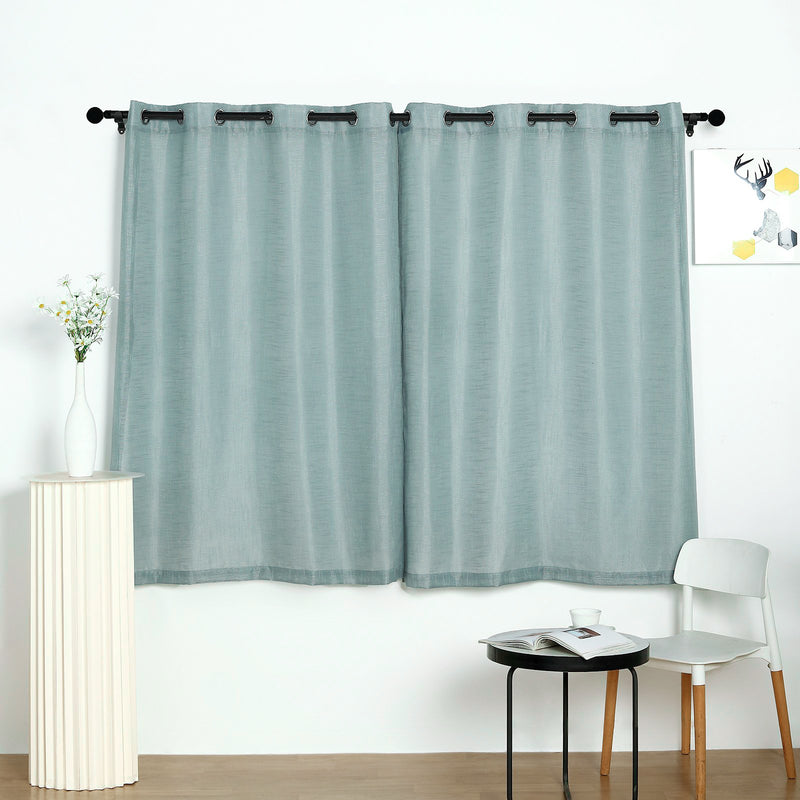 2 Pack Handmade Faux Linen Curtains, Curtain Panels With Chrome Grommets 52