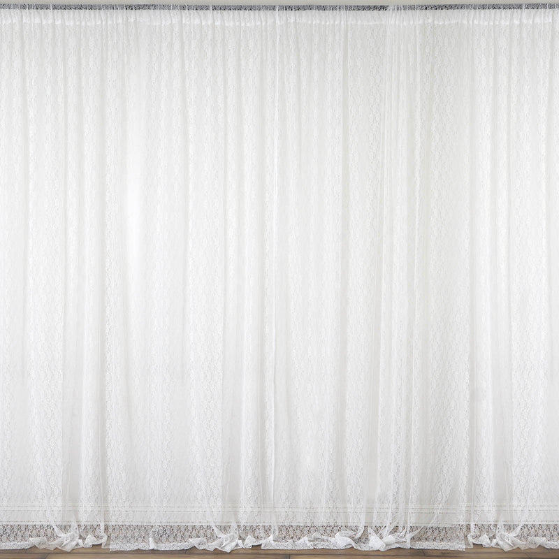 2 Pack Fire Retardant Backdrop Drape Curtains in Floral Lace, Sheer Divider Panels with Rod Pockets - 5ftx10ft