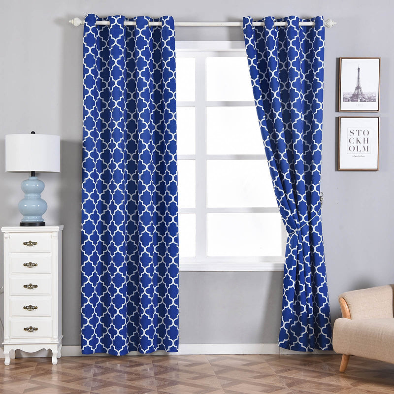 2 Pack | Lattice Print Thermal Blackout Curtains With Chrome Grommet Window Treatment Panels - 52