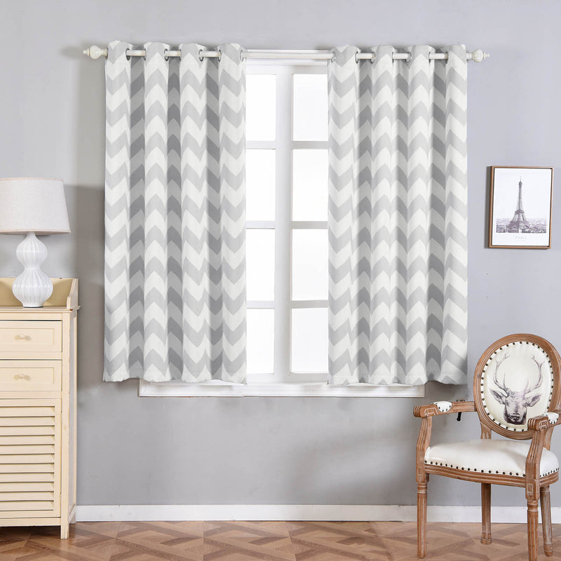2 Pack | Chevron Design Thermal Blackout Curtains With Chrome Grommet Window Treatment Panels - 52