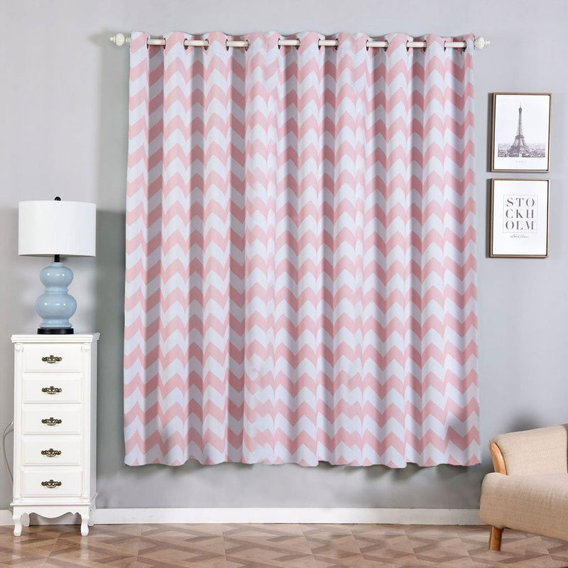 2 Pack | Chevron Design Thermal Blackout Curtains With Chrome Grommet Window Treatment Panels - 52