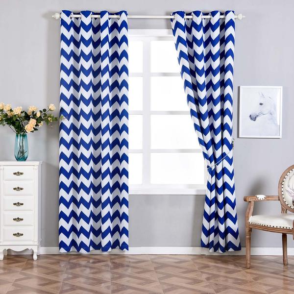 2 Pack | Chevron Print Thermal Blackout Window Curtain Grommet Panels, Noise Cancelling Curtains - 52