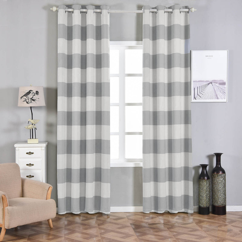 2 Pack Cabana Stripe Thermal Blackout Window Curtain Grommet Panels, Noise Cancelling Curtains 52