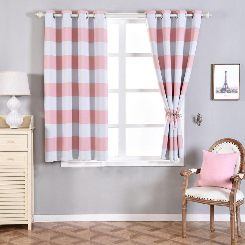 2 Pack | Cabana Stripe Thermal Blackout Curtains With Chrome Grommet Window Treatment Panels - 52