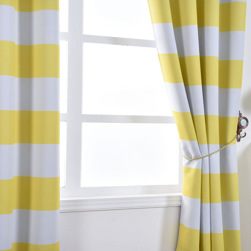 2 Pack | Cabana Stripe Thermal Blackout Window Curtain Grommet Panels, Noise Cancelling Curtains - 52