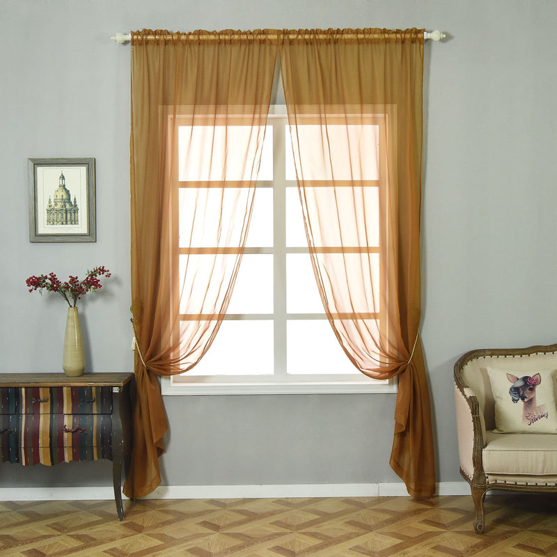 2 Pack | Grommet Sheer Curtains With Rod Pocket Window Treatment Panels - 52