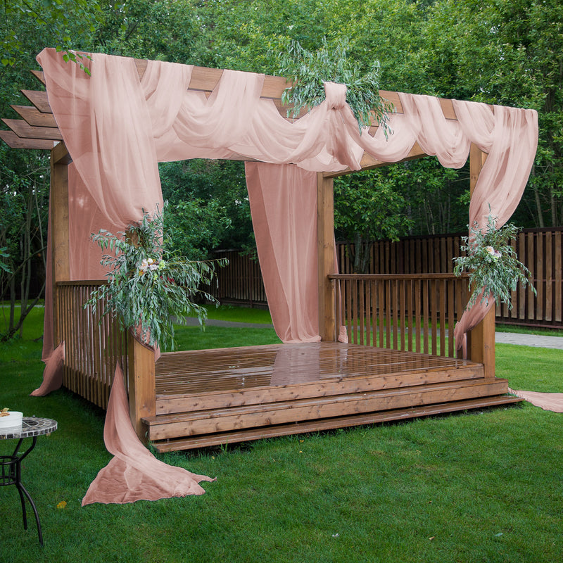 Premium Chiffon Ceiling Drapery, Durable Flame Resistant Long Curtain Backdrop Panel With Rod Pocket 5ftx32ft