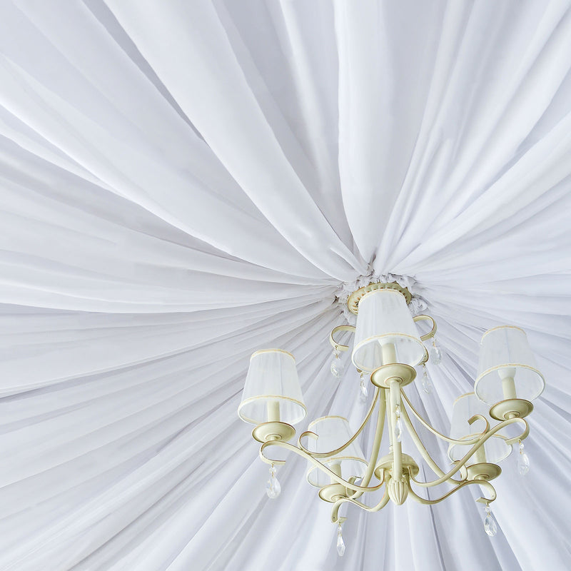 White Scuba Polyester Ceiling/Curtain Draping Fabric, Commercial Grade Fire Retardant Wrinkle Free Backdrop Panel With Rod Pocket