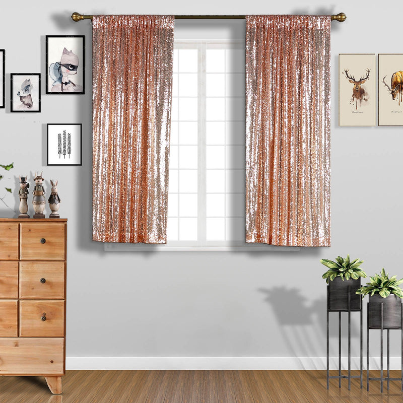 2 Pack Sequin Curtains With Rod Pocket Window Treatment Panels 52