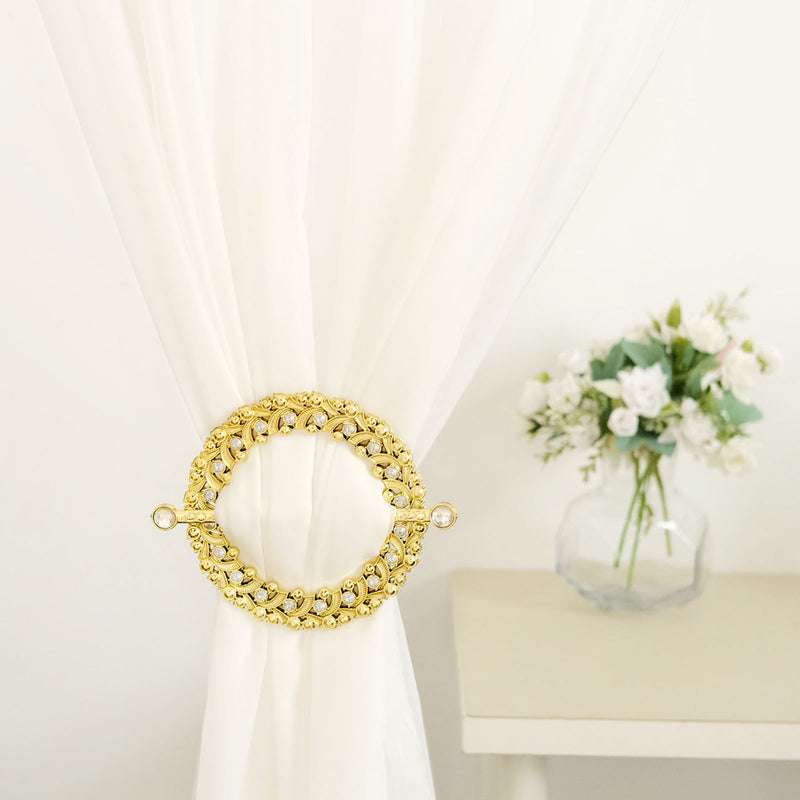 2 Pack Barrette Style Acrylic Crystal Curtain Tie Backs, Round Backdrop Drapery Brooch Holdbacks 7