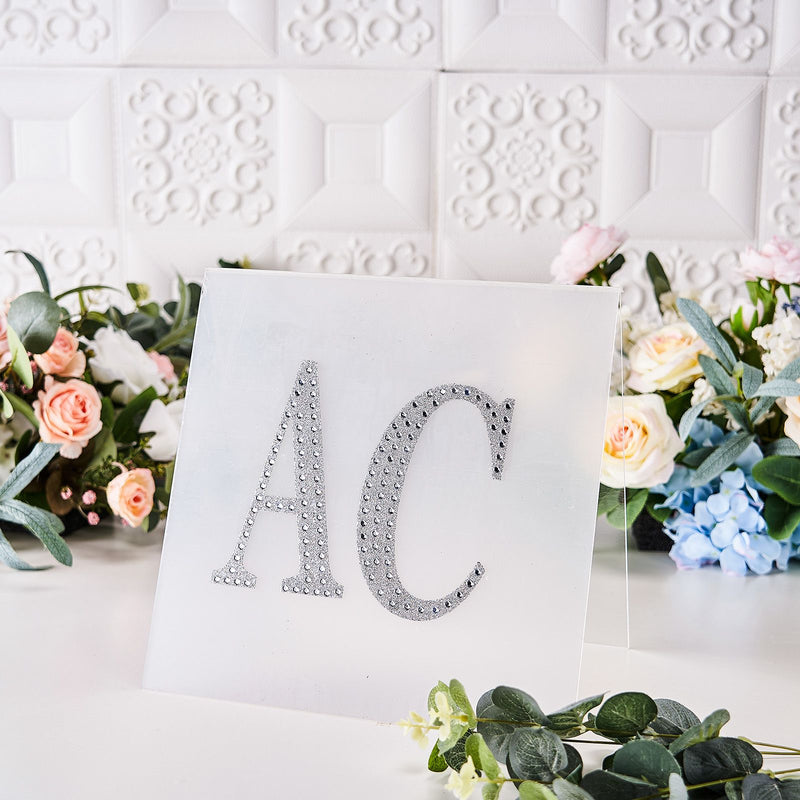 Silver Decorative Rhinestone Alphabet Letter Stickers DIY Crafts 6