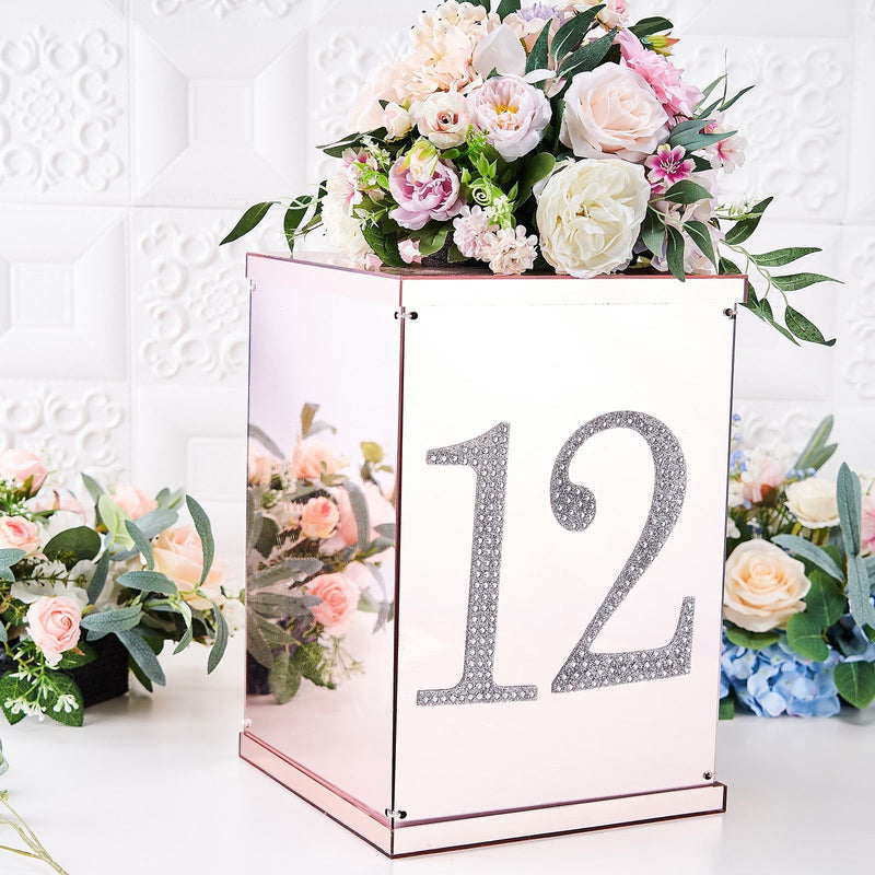 Silver Decorative Rhinestone Number Stickers DIY Crafts 8
