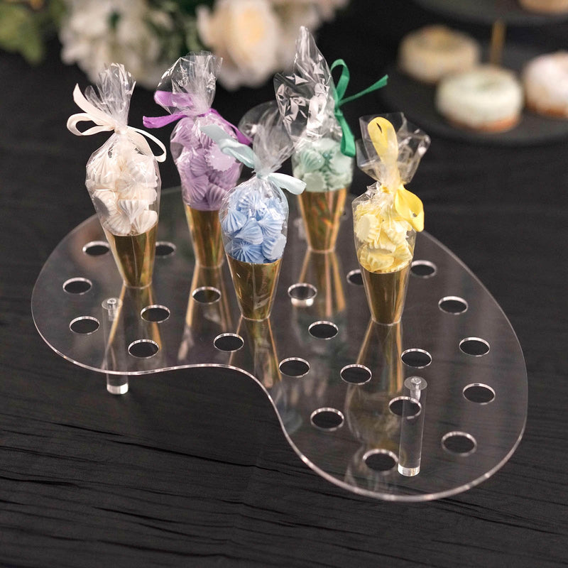 Clear 35-Slot Acrylic Ice Cream Cone Display Stand, Mini Snow Cone Holder Tray 16