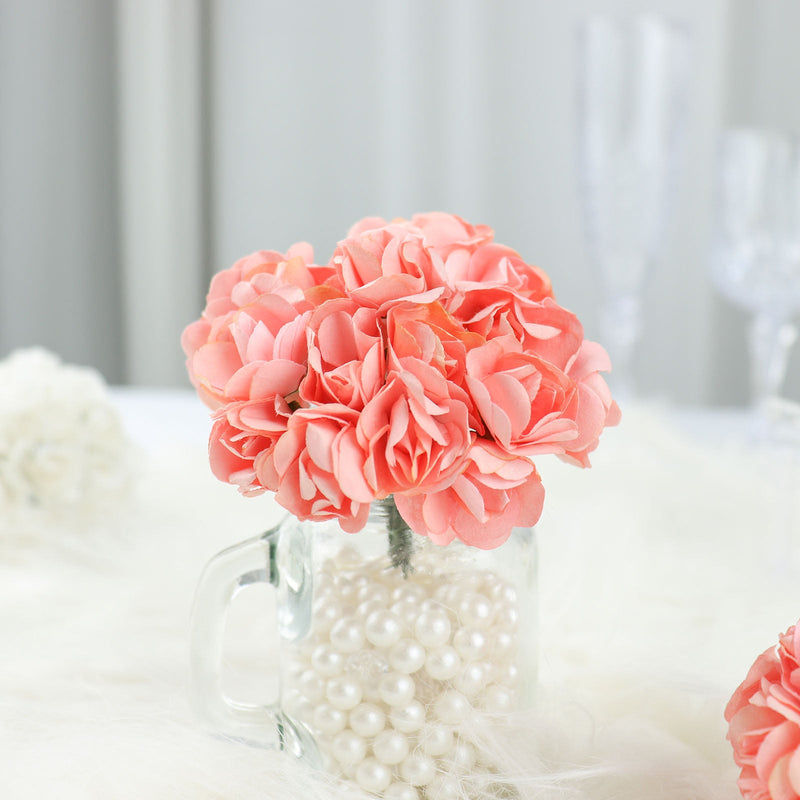 144 Pack Paper Mini Craft Roses, DIY Craft Flowers With Wired Stem