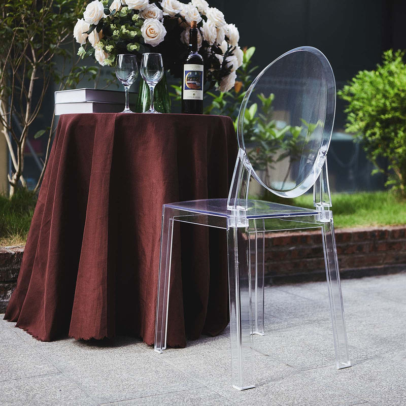 Clear Acrylic Banquet Ghost Chair With Oval Back, Transparent Armless Accent Chair