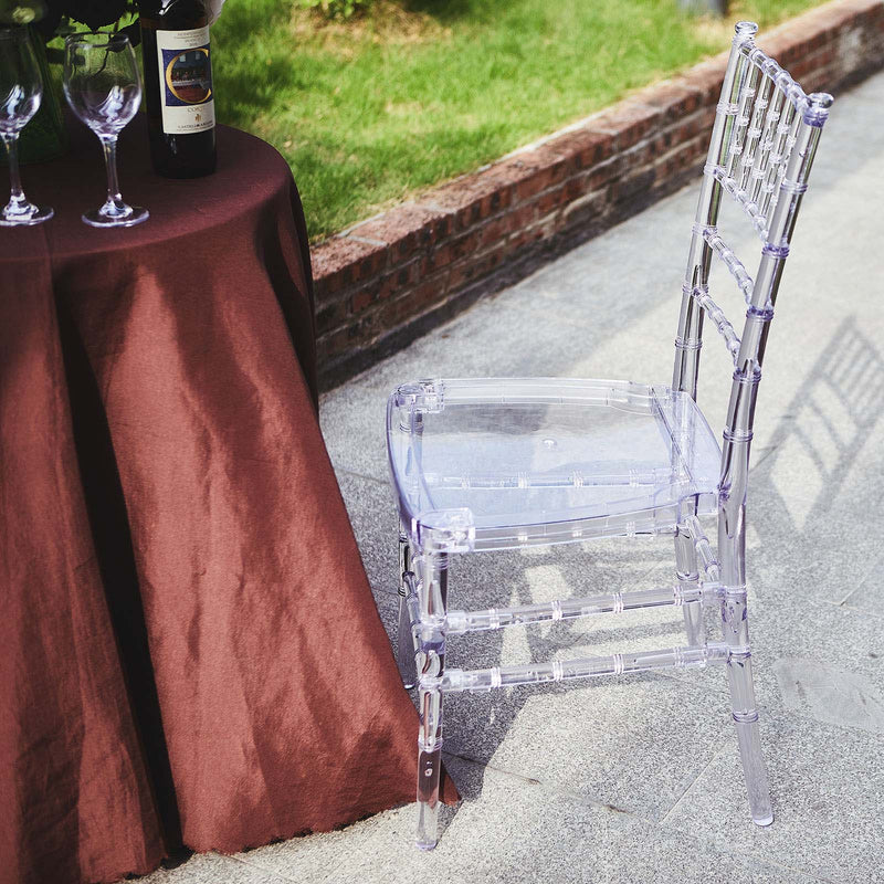Clear Resin Transparent Chiavari Chair, Armless Stackable Chair