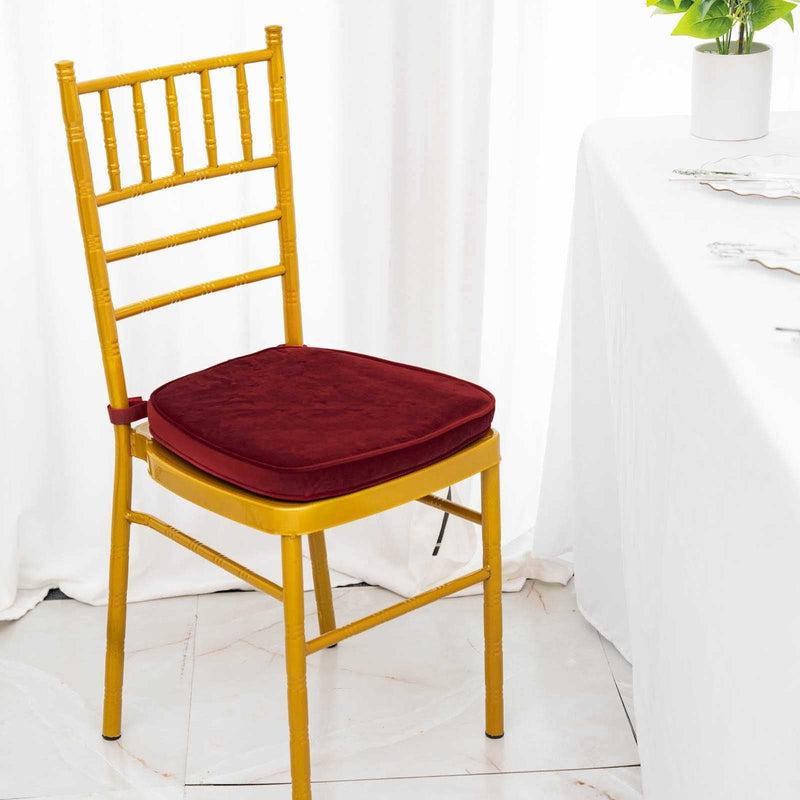 Velvet Chiavari Chair Pad, Memory Foam Seat Cushion With Ties and Removable Cover 2