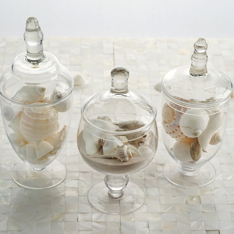 Set of 3 Clear Glass Apothecary Candy Jars With Snap On Lids 8.5