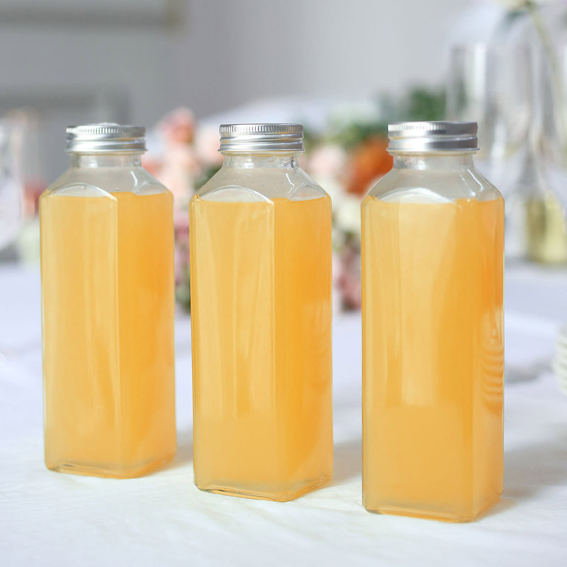 12 Pack French Square Clear Glass Jars With Aluminum Caps, Refillable Glass Storage Bottles 7