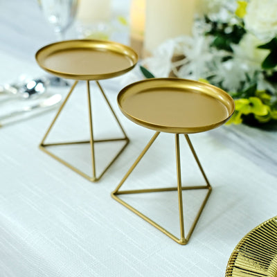 geometric candle holders, pillar candle holders, gold candle holders, candle stands, metal candle holders#color_gold
