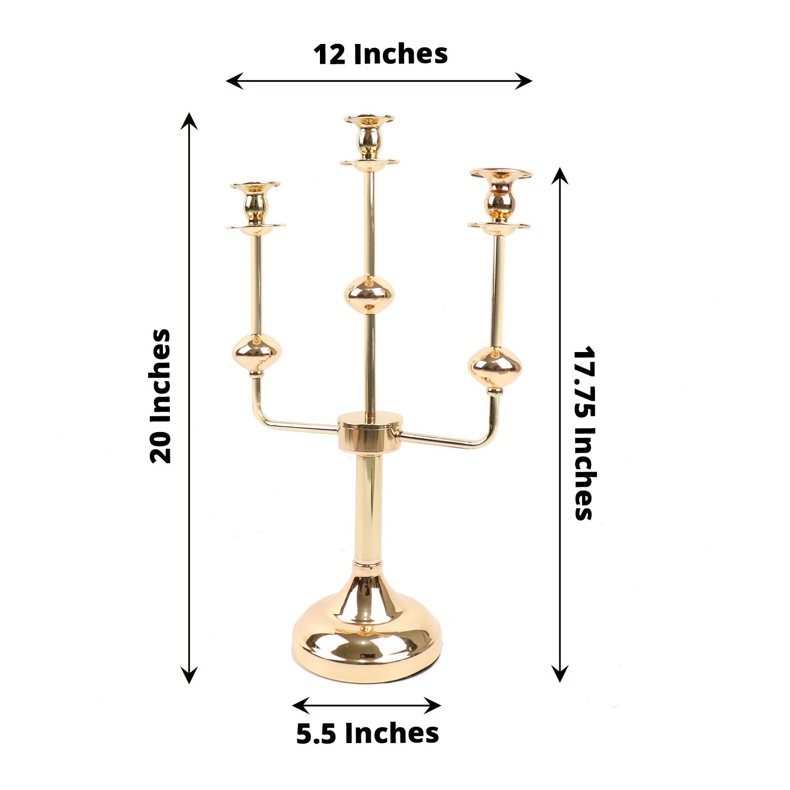 Gold Metal 3-Arm Candle Holder Candelabra Centerpiece | eHomemart