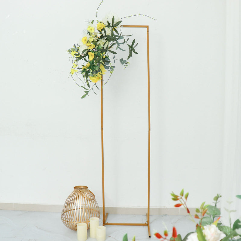 Slim Gold Metal Frame Arch, Rectangular Backdrop Stand, Floral Display Frame 5.5ft