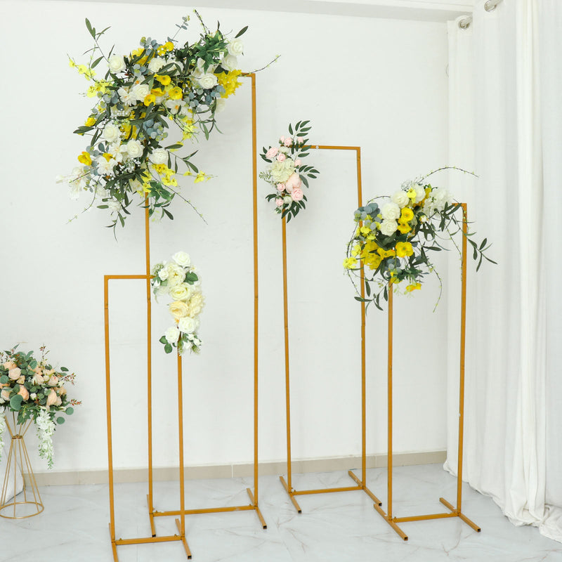 Set of 4 Slim Gold Metal Frame Arch, Rectangular Backdrop Stand, Floral Display Frame 3.6ft, 4.5ft, 5.5ft, 6.5ft