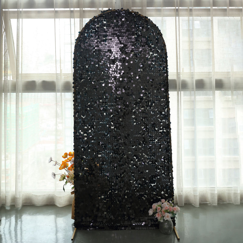 Sparkly Double Sided Big Payette Sequin Fitted Arch Cover For Round Top Chiara Backdrop Stand 6ft