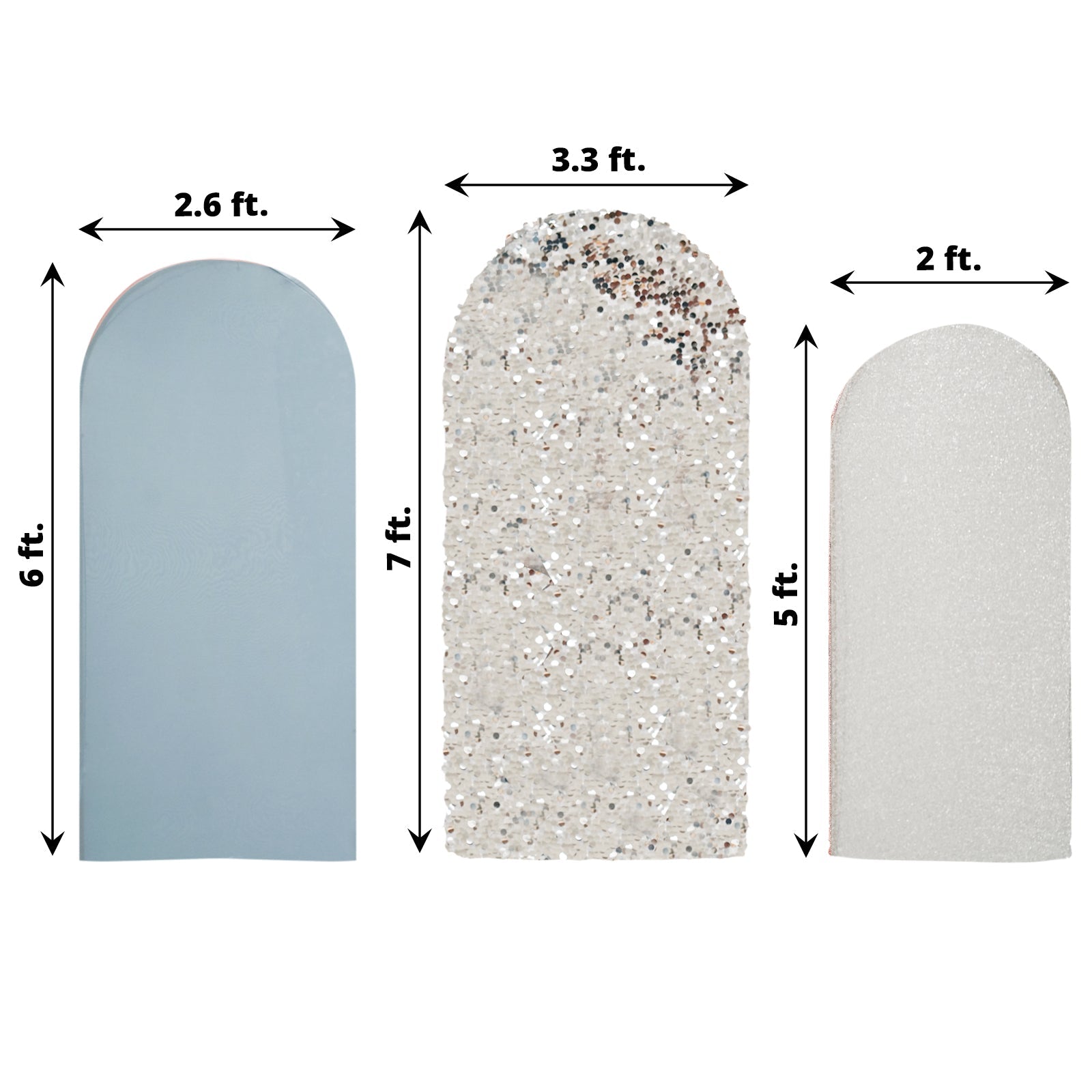 Set of 3 | Dusty Blue / Silver Round Top Fitted Backdrop Stand Covers ...