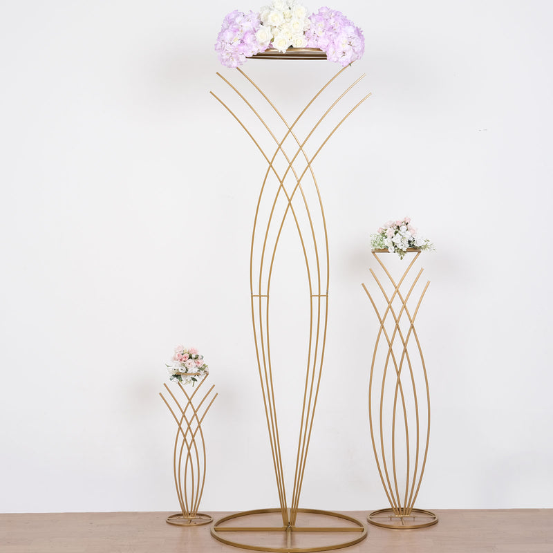Gold Metal Wired Mermaid Tail Flower Frame Backdrop Stand, Floral Display Centerpiece