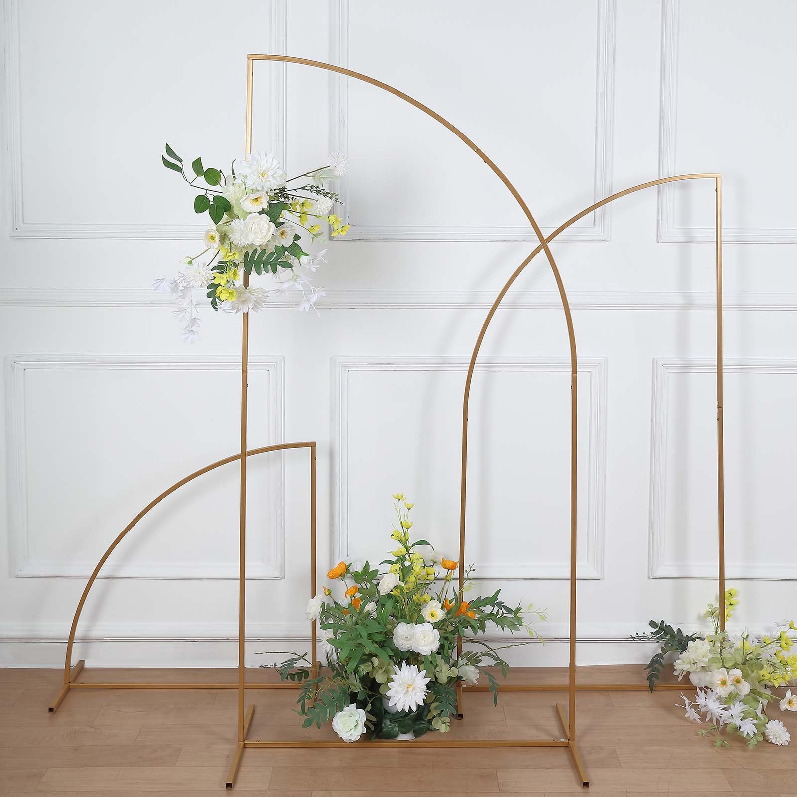 Gold Metal Arch Chiara Backdrop Stand, Half Moon Floral Frame Arbor ...