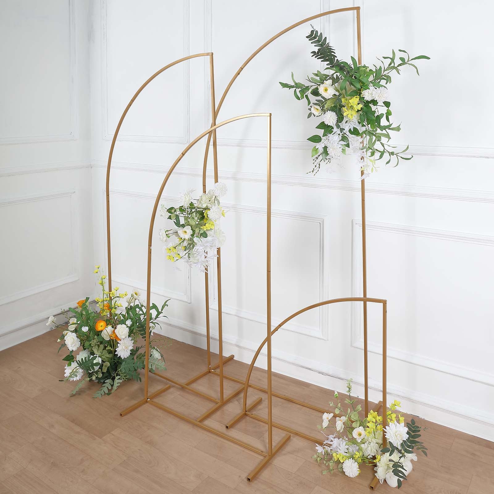 Gold Metal Arch Chiara Backdrop Stand, Half Moon Floral Frame Arbor ...