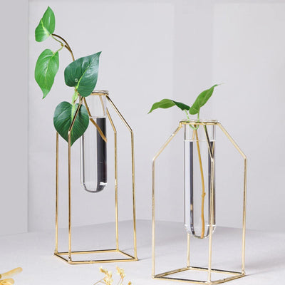 Metal Flower Stand, Test Tube Vase, Geometric Vase, Wire Vase, Metal Flower Vase#color_gold
