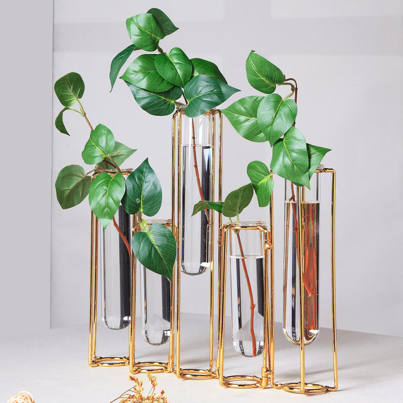 Set of 5 Conjoined Frame Test Tube Hydroponic Vases, Geometric Table Centerpieces 15