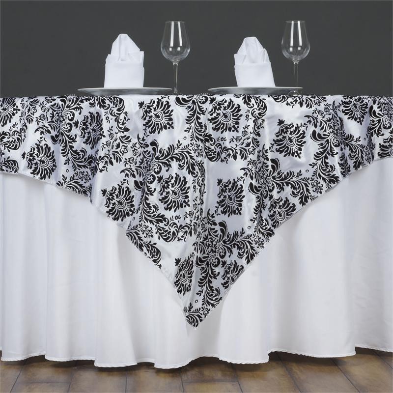 Damask Flocking Square Table Overlay 60